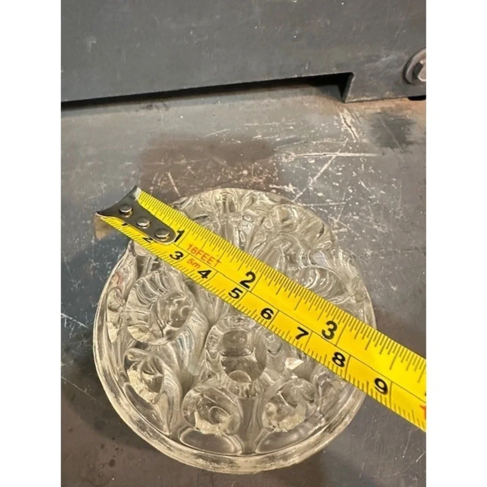 Vintage Clear Pressed Glass Flower Frog Dome 7‎ Hole Floral Arranger 3.5 Inch